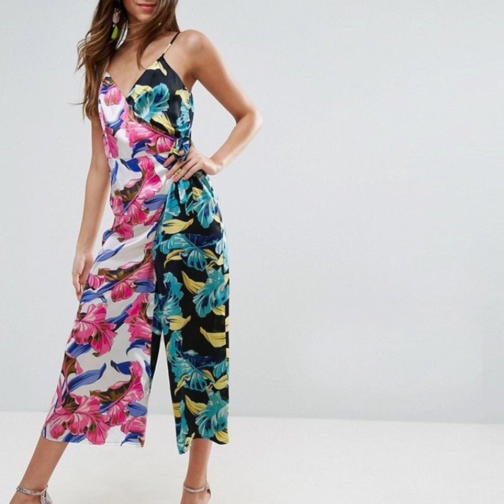Asos floral wide-leg palazzo pant jumpsuits